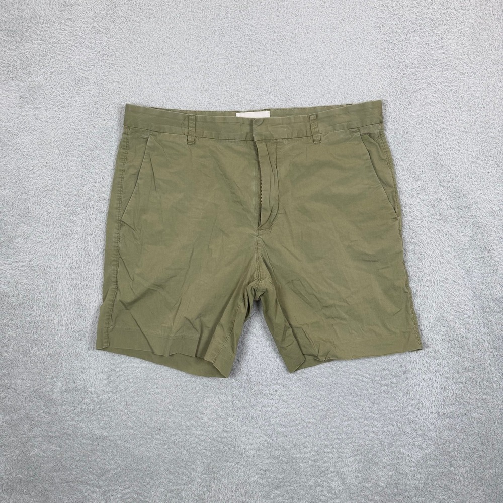 Everlane Mens Performance Chino Shorts Olive Green Size 34 Stretch 7 Inch Inseam